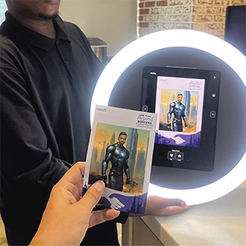 TRANSFORM GUESTS INTO SUPERHEROES & STARS WITH OUR AI RING ROAMER BOOTH! PORTABLE, CUSTOM-THEMED & PERFECT FOR DUBAI EVENTS. BOOK THIS VIRAL EXPERIENCE NOW!