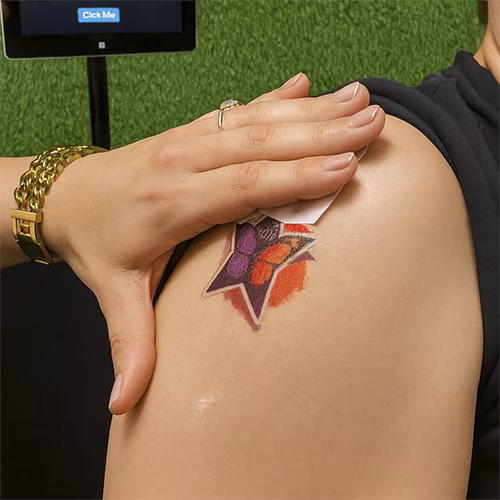 Guests creating their own AI Tattoos at exhibition in Dubai