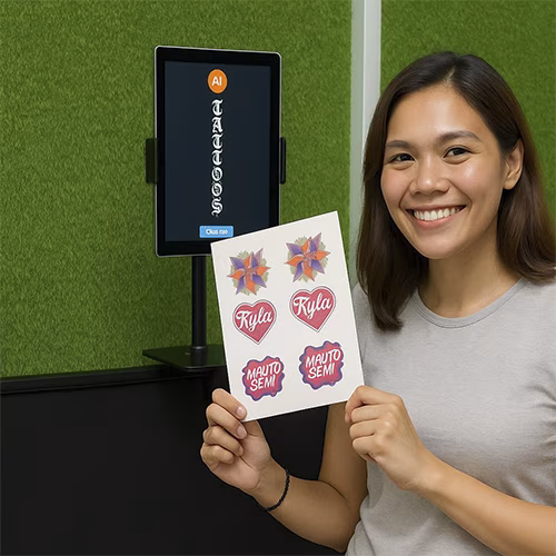 Guests creating their own AI Tattoos at exhibition in Dubai