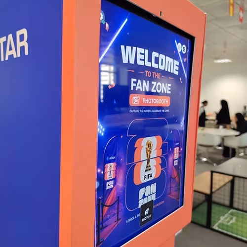 AI Trading Cards Photo Booth activation, printing custom personalized collectible cards for guests at a corporate event in Dubai