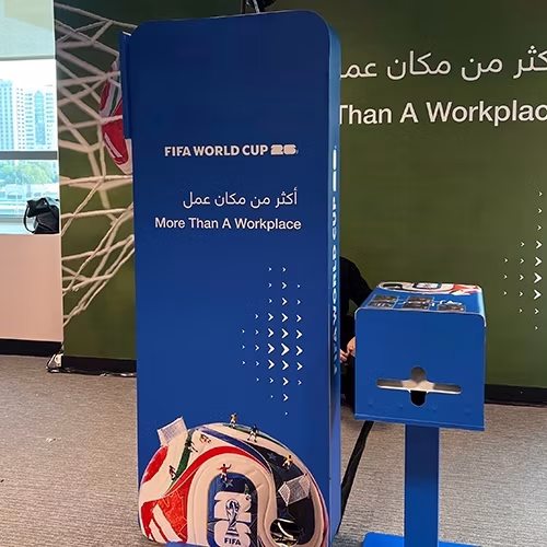 AI Trading Cards Photo Booth activation, printing custom personalized collectible cards for guests at a corporate event in Dubai