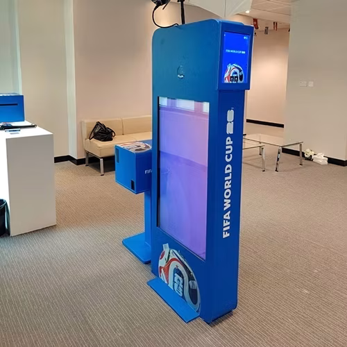 AI Trading Cards Photo Booth activation, printing custom personalized collectible cards for guests at a corporate event in Dubai