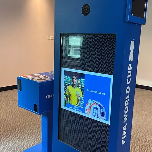 AI Trading Cards Photo Booth activation, printing custom personalized collectible cards for guests at a corporate event in Dubai