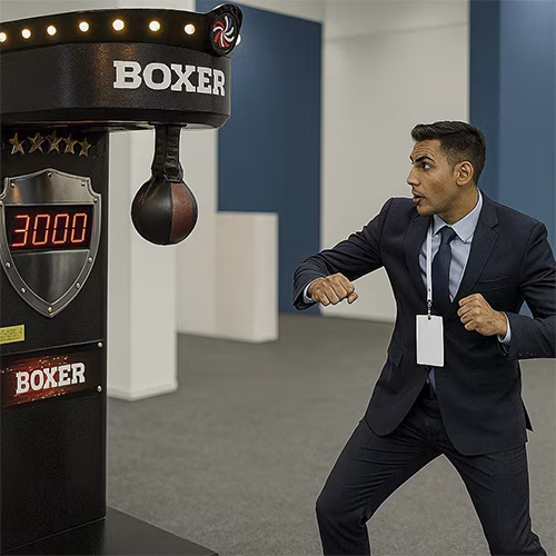 EXPLORE BOXING MACHINE FROM MIRROR BOOTH EVENT SERVICES L.L.C, PROVIDING TOP EVENT SERVICES IN DUBAI.