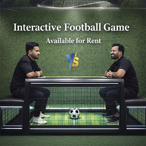 Interactive Football Table for event rentals in Dubai, featuring digital scoring and sleek design for corporate parties, fan zones, and arcade game entertainment.