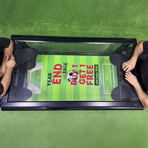 Interactive Football Table for event rentals in Dubai, featuring digital scoring and sleek design for corporate parties, fan zones, and arcade game entertainment.