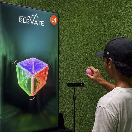 Guests playing Move Shake Pose AR game at a brand activation booth in Dubai event