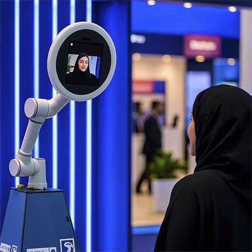 Glambot photo booth setup with professional lighting and robotic camera at a luxury event