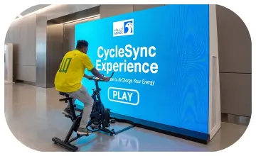 Interactive cycle simulator rental for corporate events and trade shows in Dubai by Mirror Booth Dubai